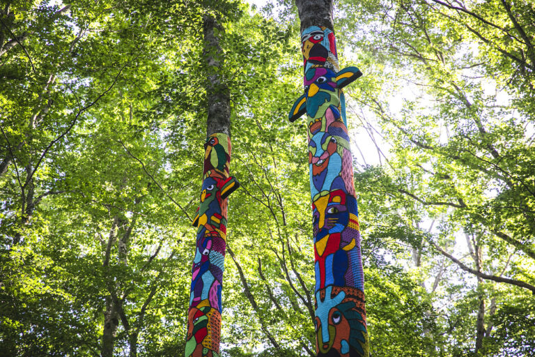 Accademia di Aracne, Totemi, ARTEPARCO, Parco Nazionale dell'Abruzzo 2023, Accademia di Aracne. Photo Luca Parisse